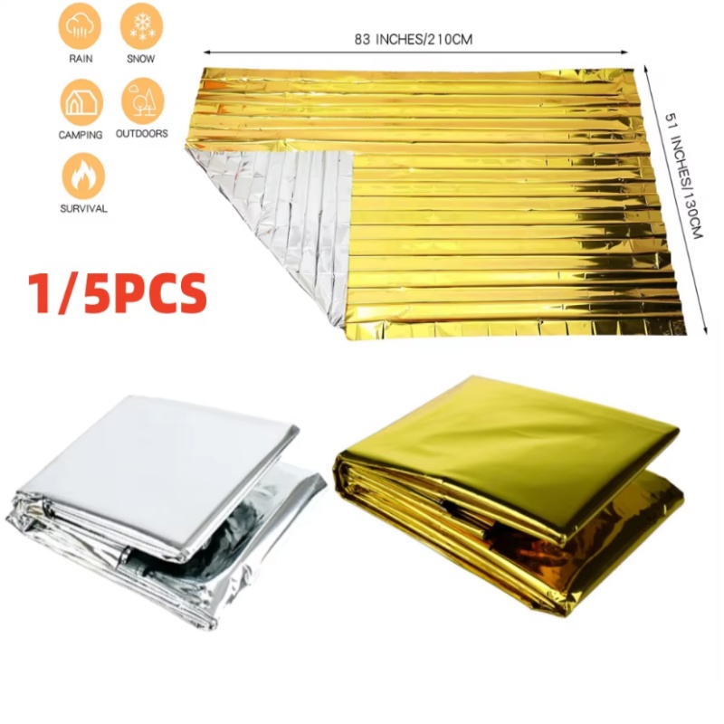 Emergency Mylar Tent - 130x210cm Heavy‑Duty Mylar Foil Emergency Blanket,