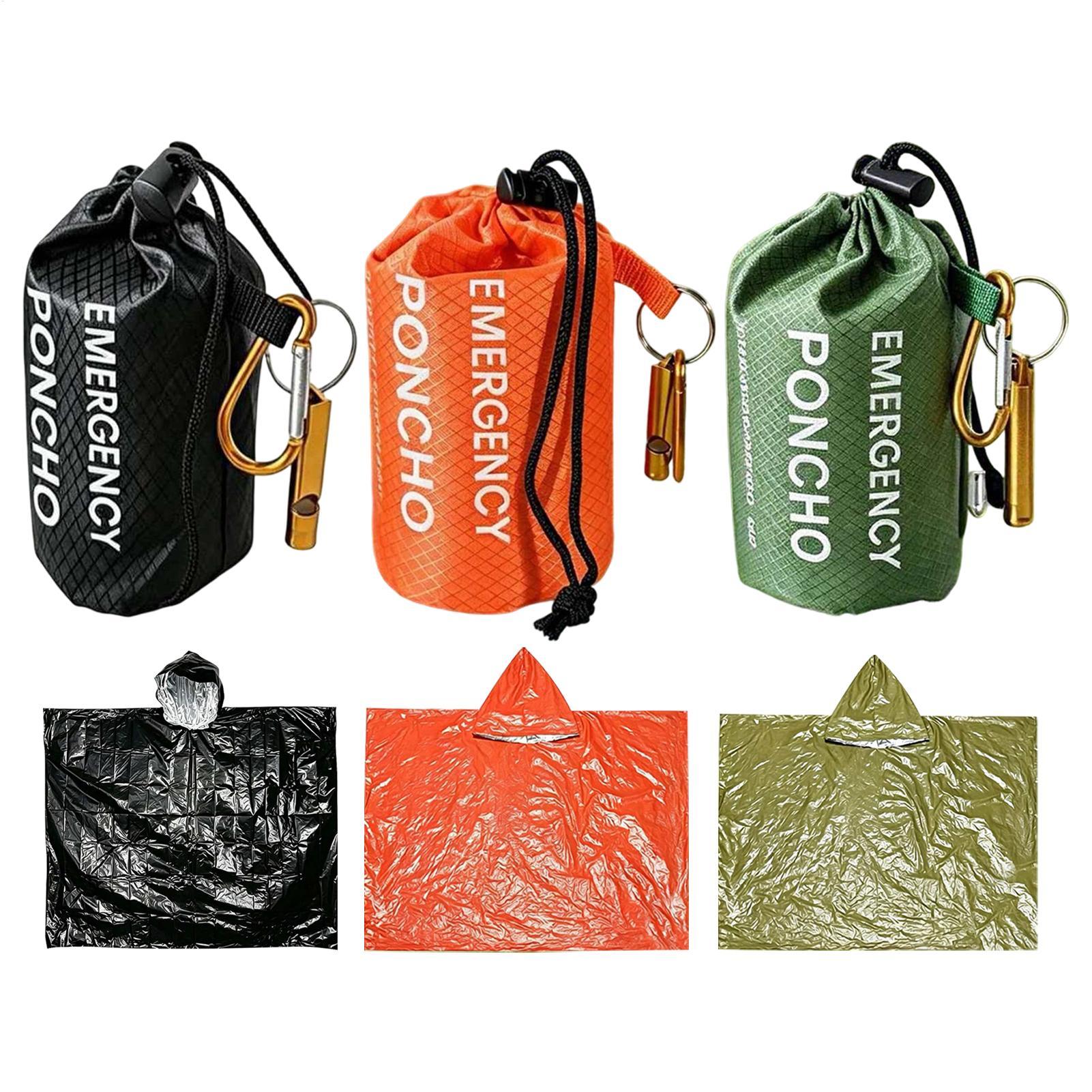 Emergency Poncho Rain - 3pcs Survival Emergency Rain Poncho Thermal