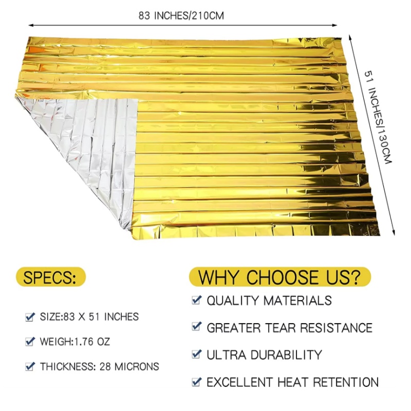130x210cm Heavy‑Duty Mylar Foi - đánh giá và giá Emergency Mylar Tent