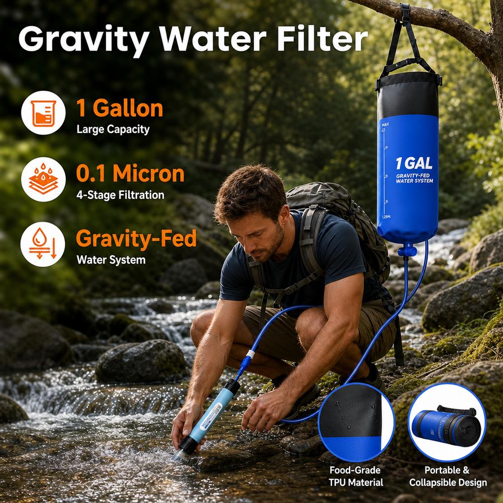 1 Gal Gravity Water Filter Bag - đánh giá và giá Water Purification Straw