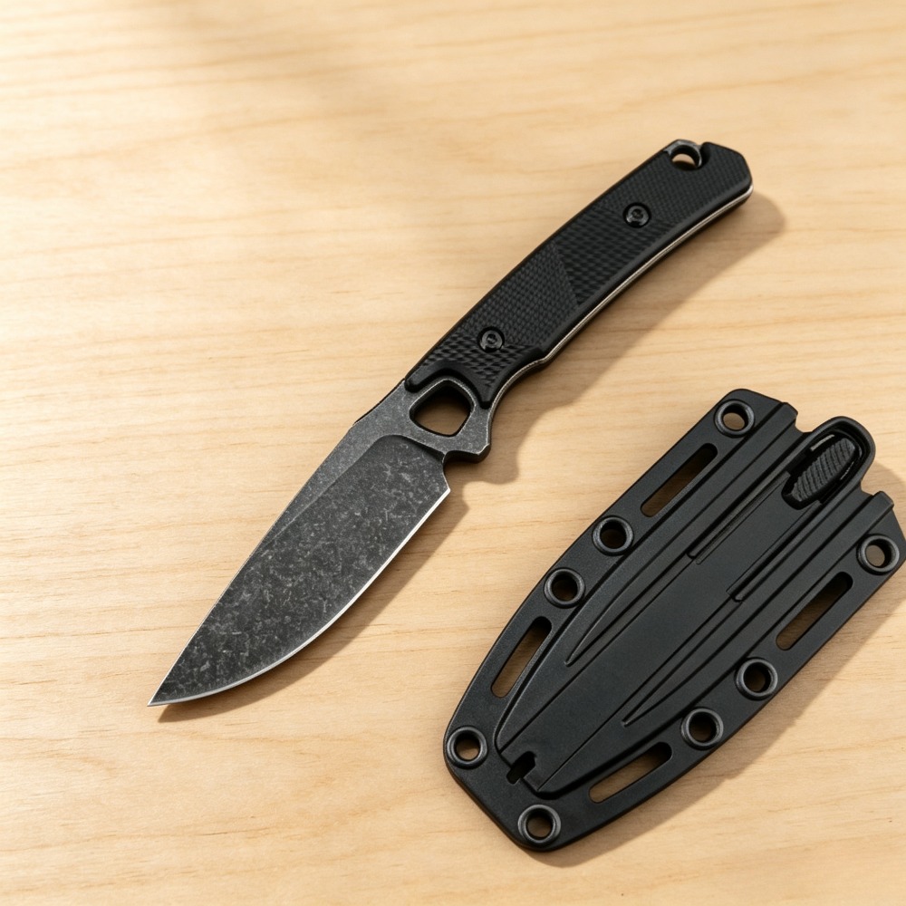 2048 EDC Straight Knife Black  - đánh giá và giá Bushcraft Knife Fixed